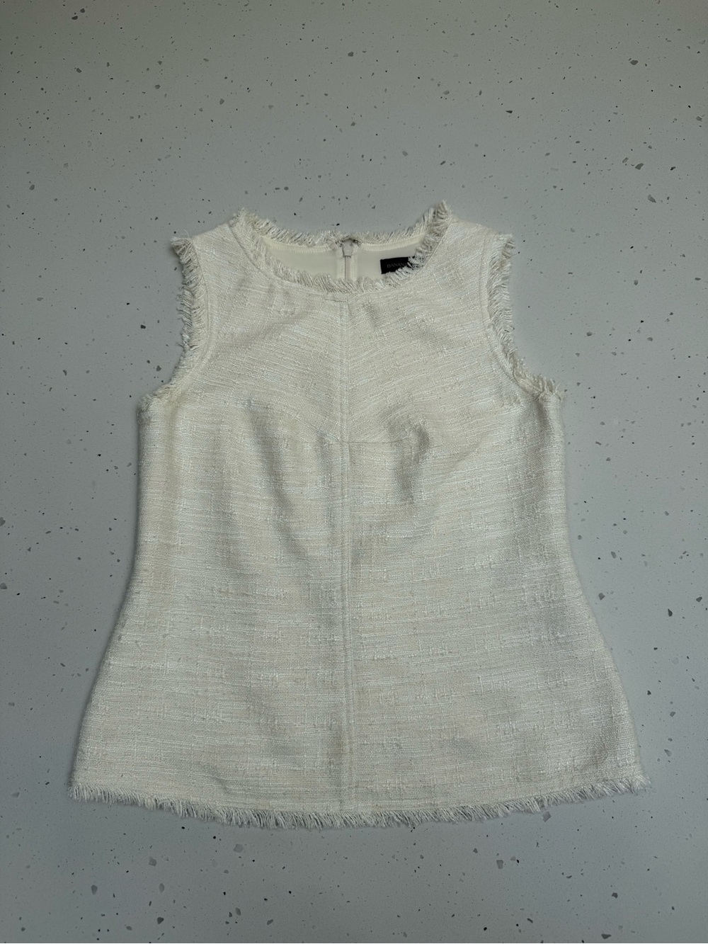 Banana Republic Ivory Fringe Tweed Sleeveless Top Size 2
